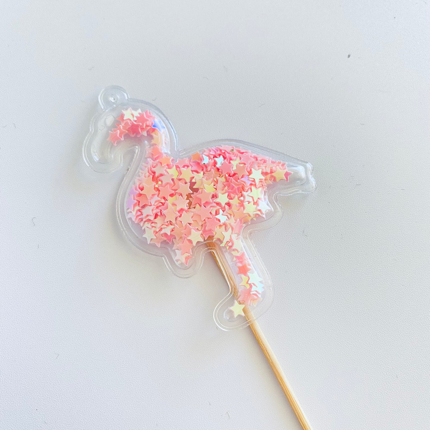 Confetti Filled PVC Cake Topper - Pink Flamingo