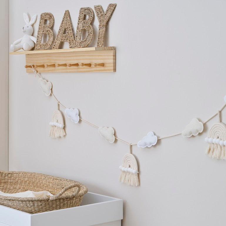 Macrame Rainbows and Clouds Nursery Baby Bunting