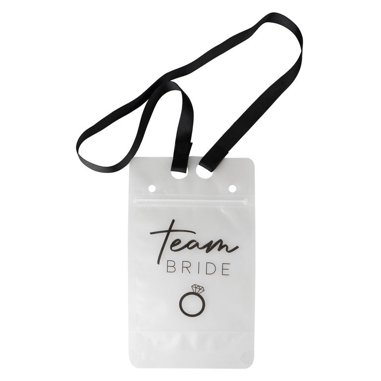 Team Bride Hen Party Drink Pouch with Straw and Lanyard - 6 Pack