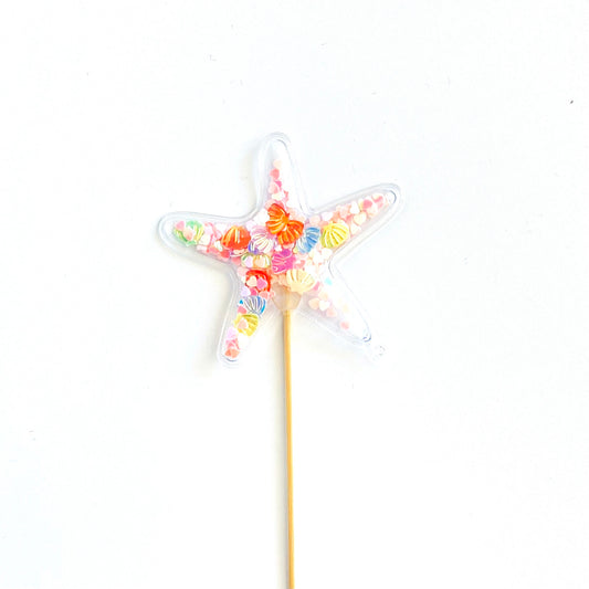 Confetti Filled PVC Cake Topper - Pink Starfish