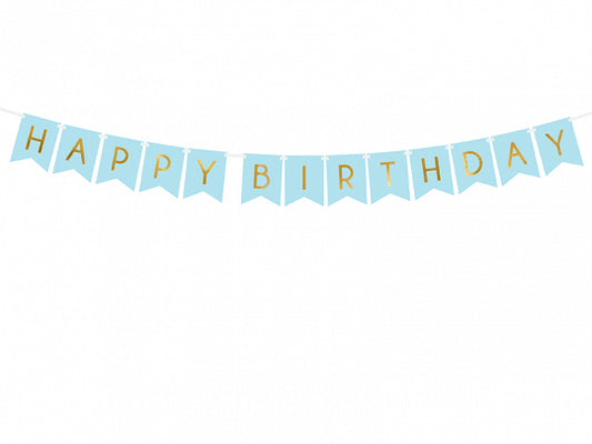 Happy Birthday Bunting - Light Blue