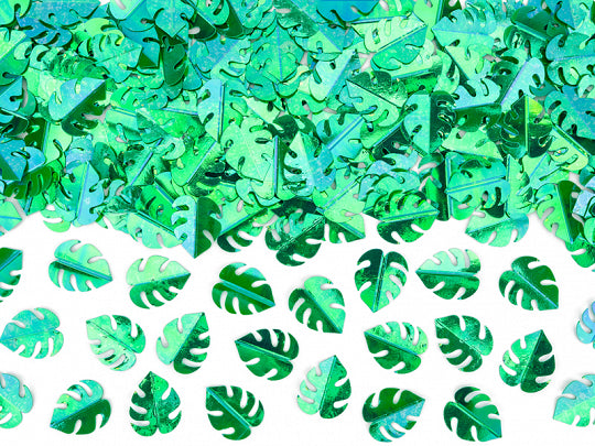 Confetti - Metallic Green Monstera Leaves