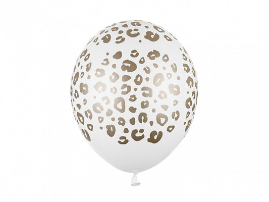 30cm White + Gold Leopard Print Balloons