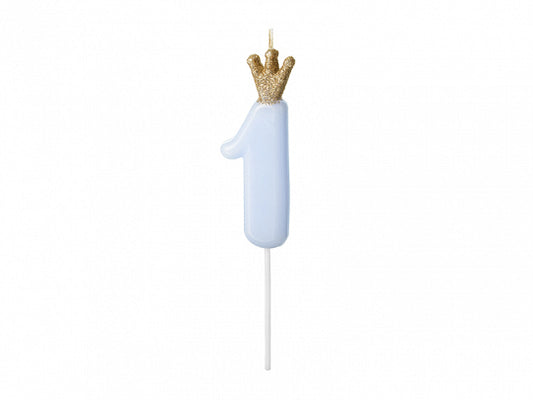 Blue Number Crown Birthday Candle