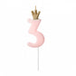 Pink Number Crown Birthday Candle