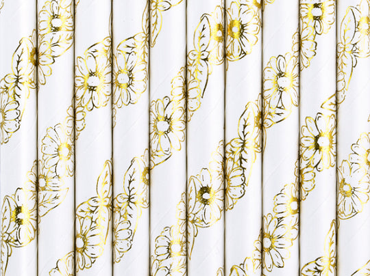 Paper Straws - Gold Daisy