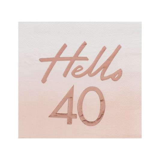 Hello 40 Rose Gold Foiled Paper Napkins