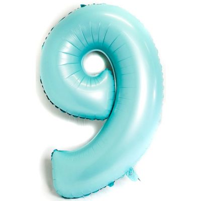 Pastel Blue 100cm Number 9 Balloon