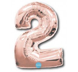 Foil Rose Gold 100cm Number 2 Balloon