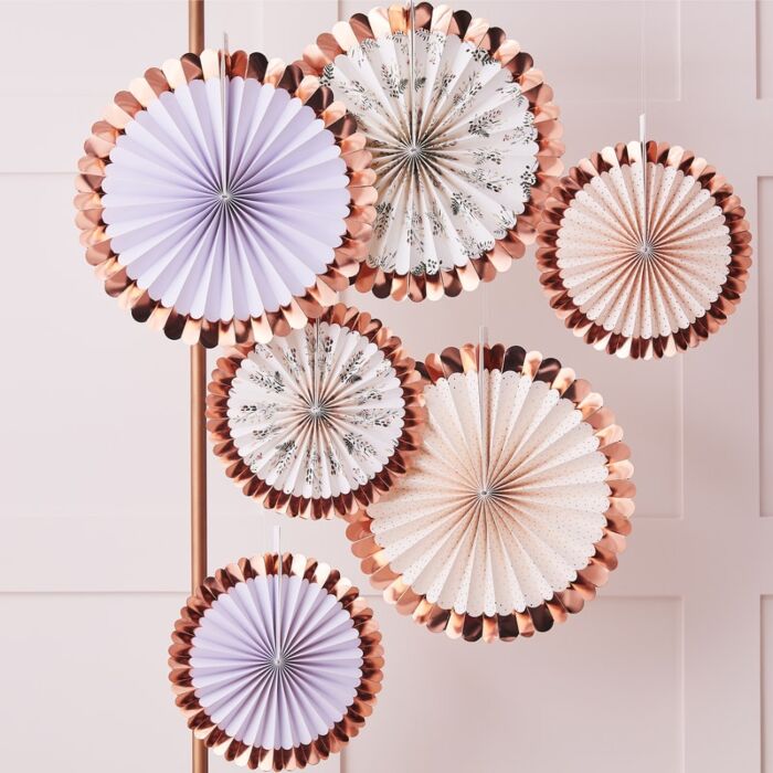 Pastel and Floral Paper Fan Set