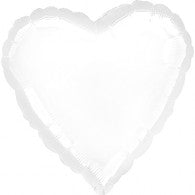 Satin White Foil Heart Balloon