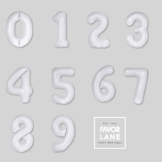 White Number Balloons 86cm