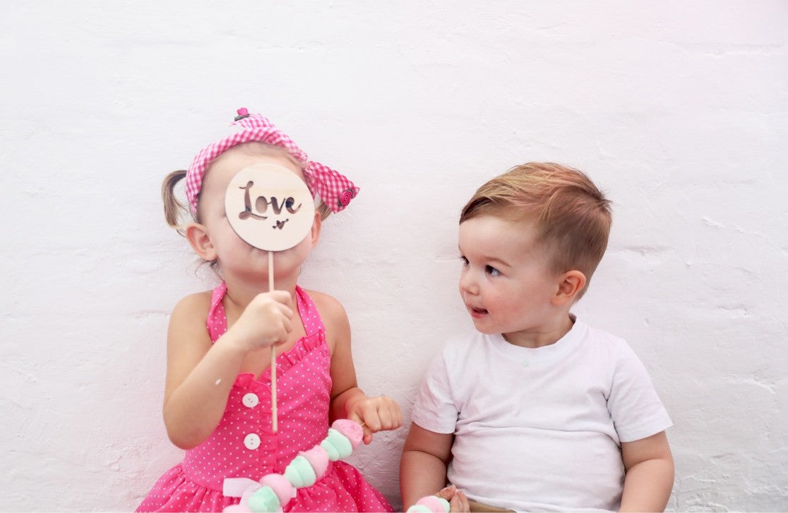 Round Wooden Love Cake Topper